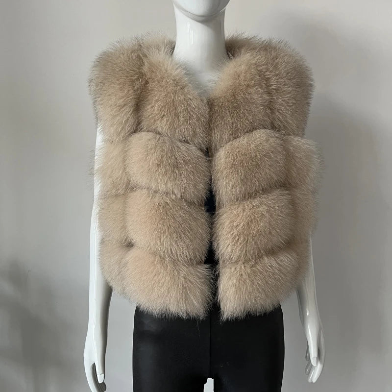 kejinyuan real fox fur raccoon fur vest Women's Natural winter warm sleeveless