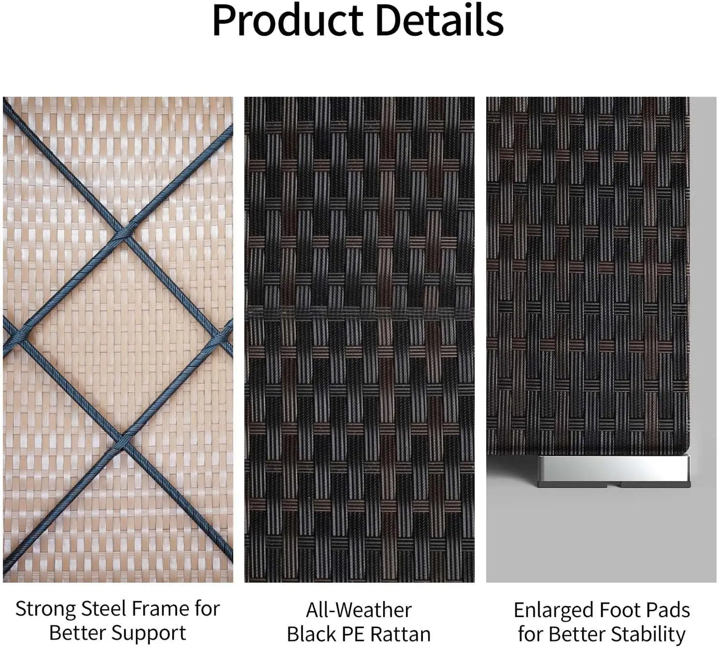 Outdoor Patio Furniture Sets All Weather Wicker Rattan Patio Conversation Set with Glass Table (Grey)