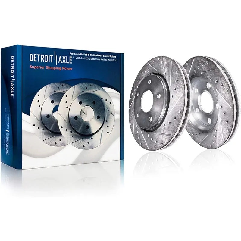 Detroit Axle Brake Kit with Drilled Slotted Rotors and Ceramic Pads for Honda Odyssey