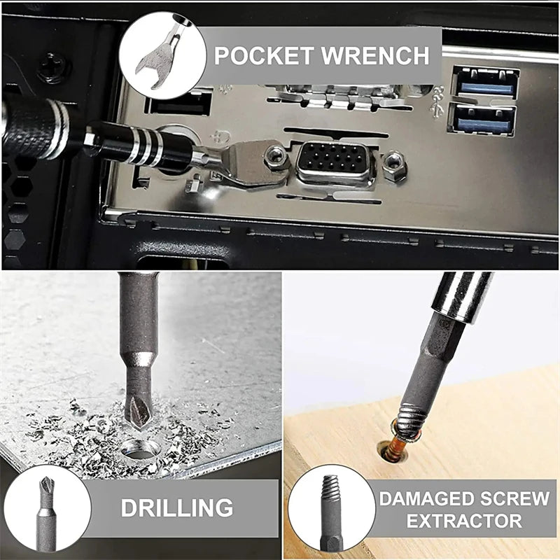 Magnetic Screwdriver Set with Torx Phillips Socket and Remover Wrench Multitool