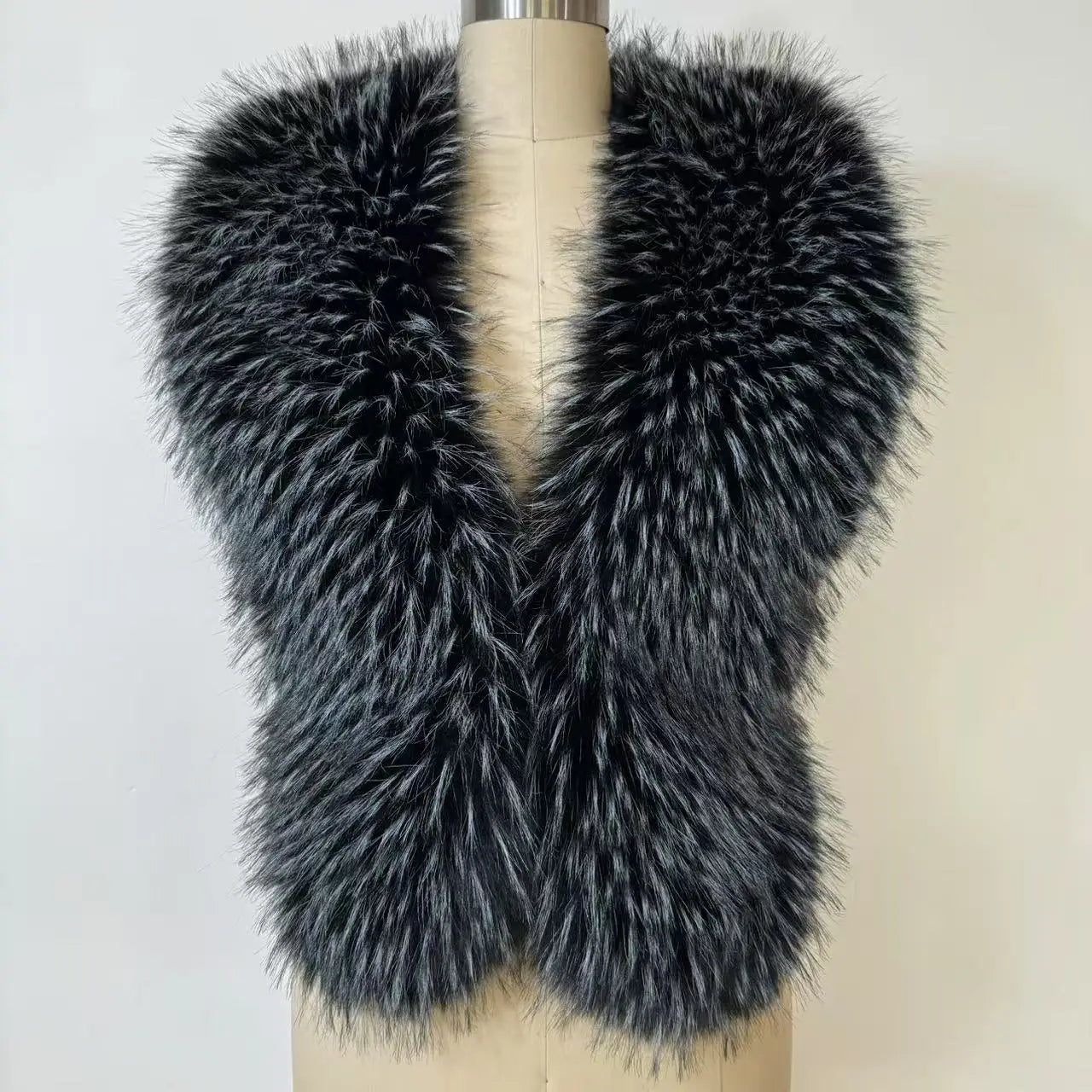 Streetwear New Faux Raccoon  Fur Vest Women Fuax Fur Halter Top vest