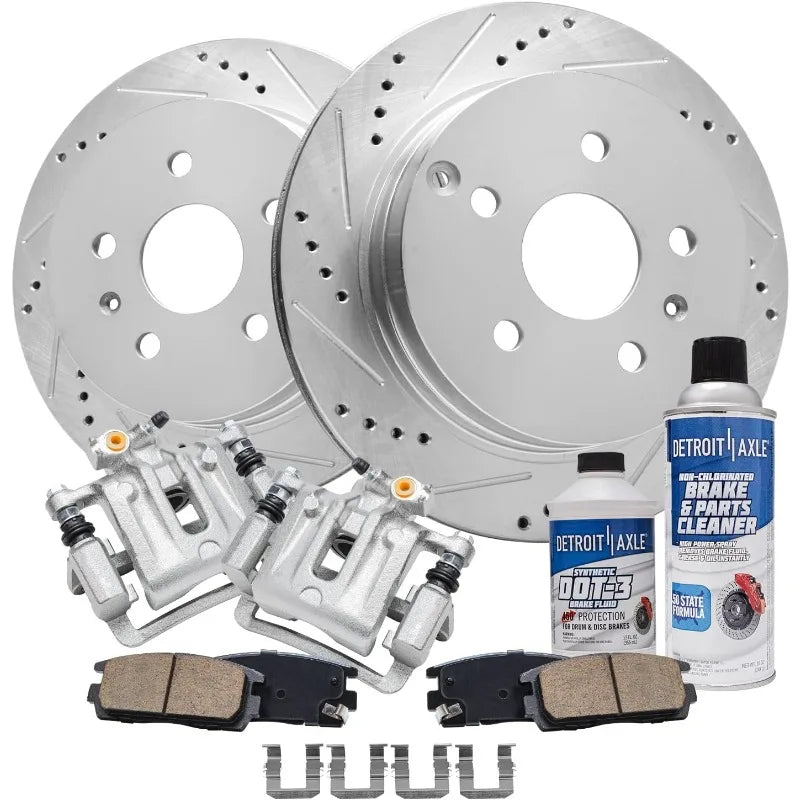 Detroit Axle Rear Brake Kit for 2010-2017 Equinox GMC Terrain Drilled Rotors