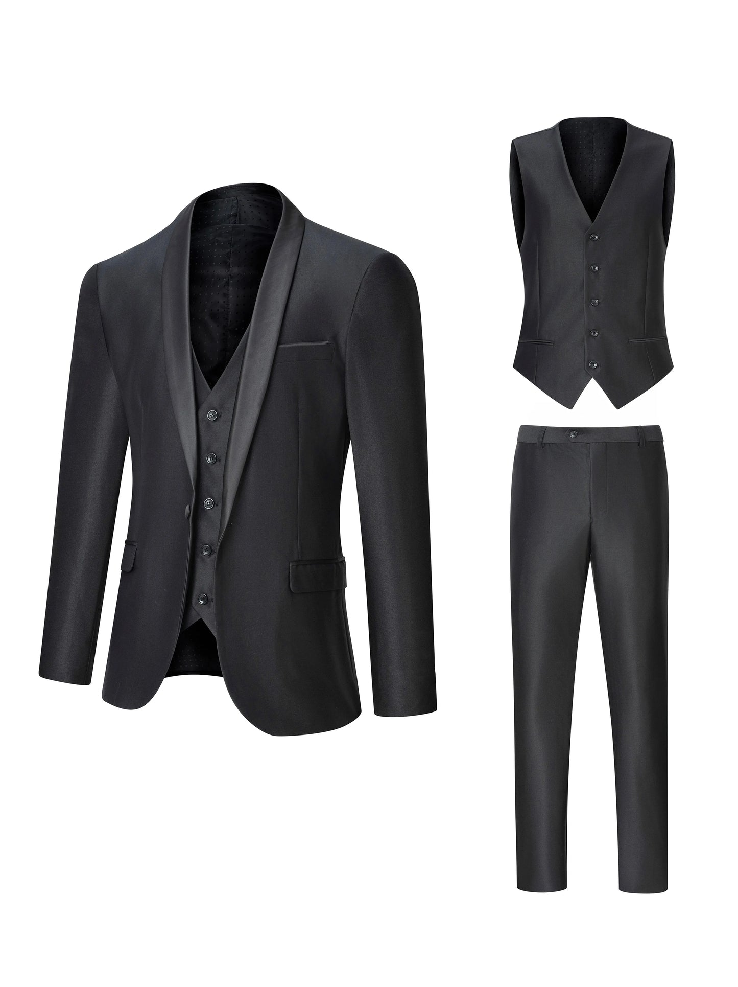 New Luxury Party Stage Men's Suit Costume Clothing Groomsmen Regular Fit Tuxedo 3 Piece Set Jacket+Trousers+Vest Blazers Pants