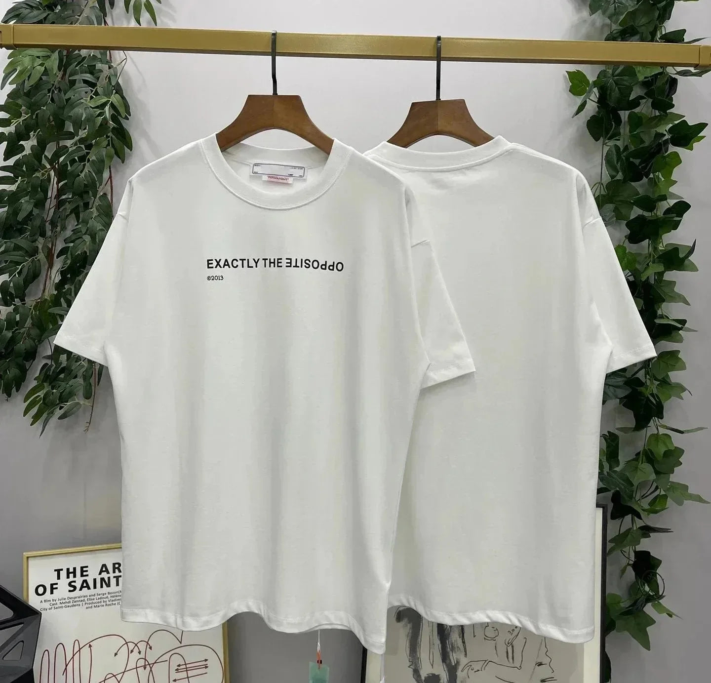 New High-end Brand Logo Print Summer Stylish Cotton Loose T-shirt Tops Crew Neck Oversize Men's Clothing Tees EU Size