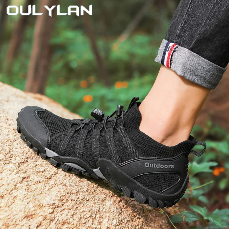 Oulylan Breathable Flying Woven Hiking Sneaker Casual Outdoor Durable Upstream Footwear Men Lightweight Anti-slip Climbing Shoes