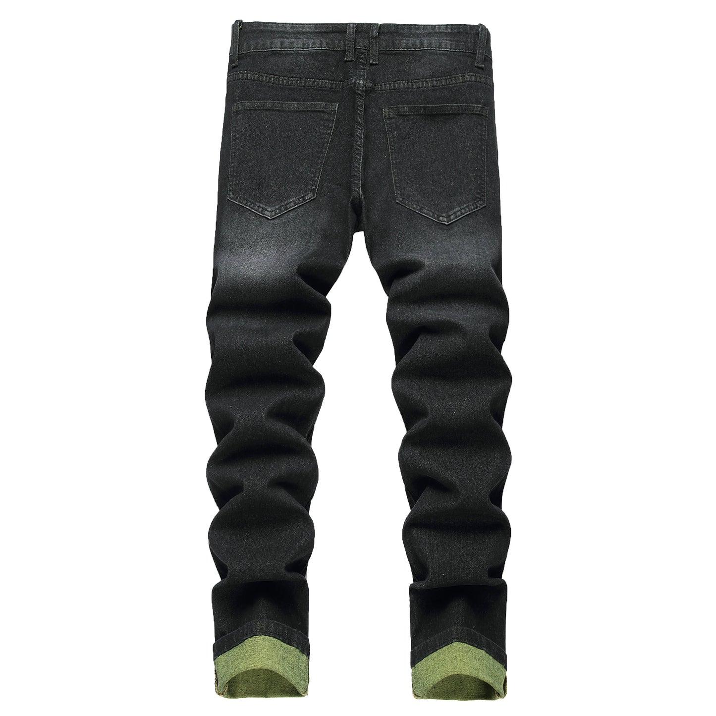 Men's Black Jeans Elastic Black Cattle Destroyed Jeans Long Pants For Casual Outings, Parties, And Dates 515-1