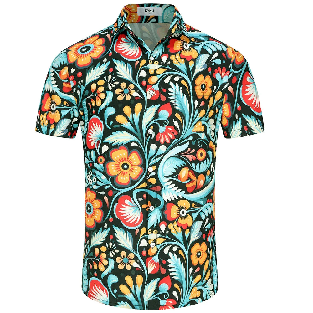 KYKU Mexico Shirt for Men Funny Beach Shirts Hawaiian Button Down Short Sleeve